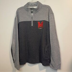 Men's University of Maryland Gray and Black Zip-Up Sweater with Red Logo